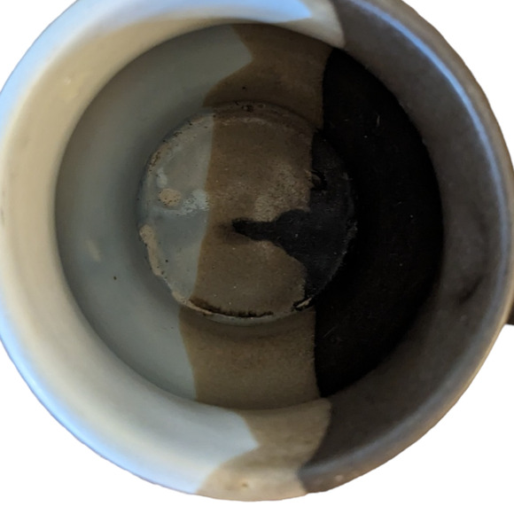 Vintage McCoy brown, tan and cream dipped pedestal coffee mug - Picture 2 of 3